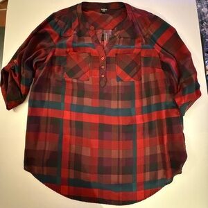 Torrid Harper Red Checkered Top Tunic Length